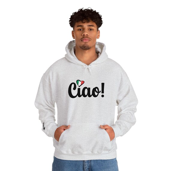 Ciao Italian Hoodie, Personalized Embroidered Heavy Blend