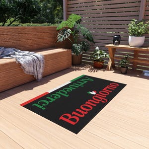 Alfombra con bandera italiana de Buongiorno, alfombra para exteriores/alfombrilla para puerta de entrada imagen 1