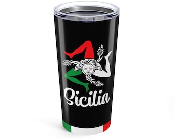 Sicilian Trinacria Tumbler: Personalized Italian Travel Mug, Medusa Souvenir
