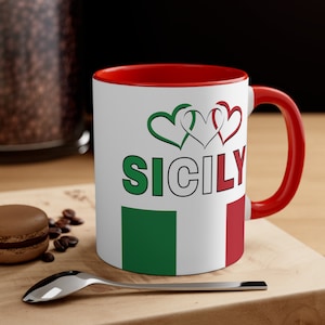 Sizilianischer Kaffeebecher: Italienische Flagge Akzent Becher