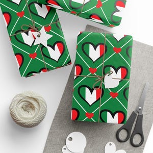 Carta da regalo italiana, carta da regalo con cuori italiani, carta da regalo con cuore con bandiera italiana per tutte le occasioni, ecologica