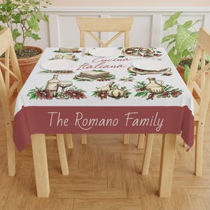 Italienische Sonntagsfeier Tischdecke, personalisierte Familie italienische Lebensmittelkarte Tischdecke, italienische Familienparty Dekor, Kindertisch