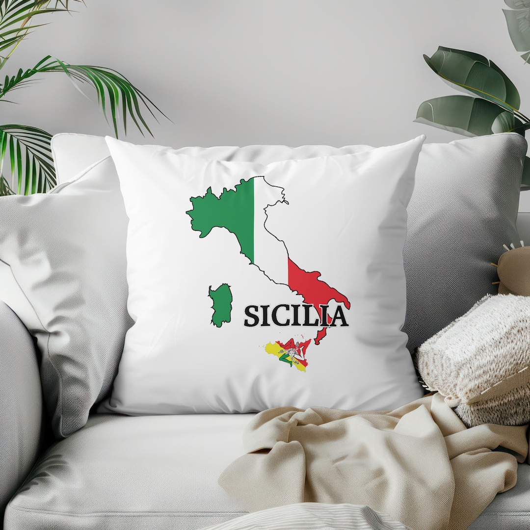 シチリアの旗のアート：イタリア、トリナクリアの地図（デジタル