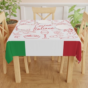 Italienische Sonntagabendessen Tischdecke, personalisierte Familie italienische Lebensmittelkarte Tischdecke, italienische Familienparty Dekor, Kindertisch