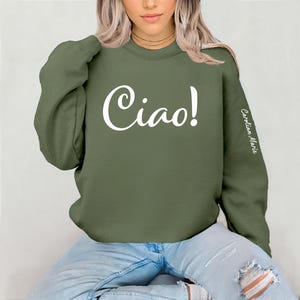 Ciao Italian Crewneck Sweatshirt, Cozy Pullover for Travel Lovers, Italy Enthusiasts, Ciao Italian Top, Gift for her, Gift for him