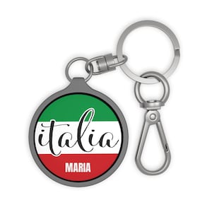 Italian Keychain, Custom italian Flag Italia Keyring Tag, Personalized Italy Keychain, Gift for Italian, Backpack Luggage Name Tag