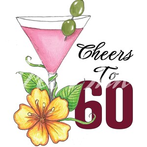 60 歳の誕生日のデジタル ダウンロード、60 歳を祝う - デジタル ダウンロード、手描き、昇華デザイン、印刷可能なアートワーク、デジタル ファイル。