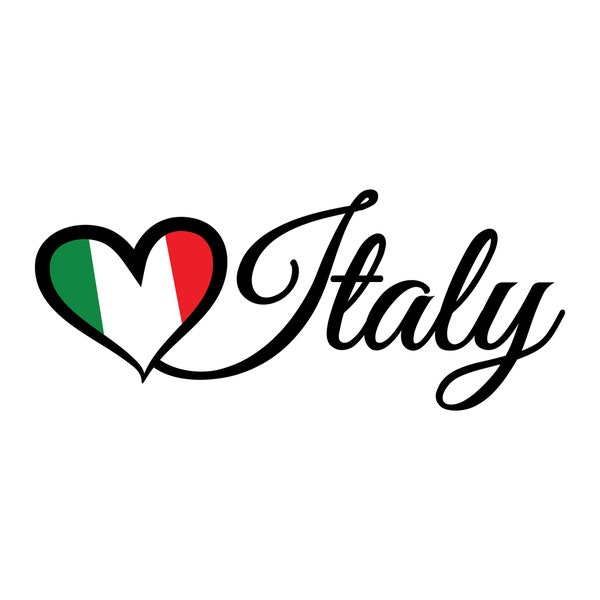 Italian Digital Download, Love Italy, Italian Flag Heart, Italy PNG, Italian SVG, use for tshirt, card, sign, poster, sticker, tumbler