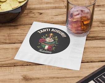 Personalized Italian Celebration Napkins: Tanti Auguri Party Decor