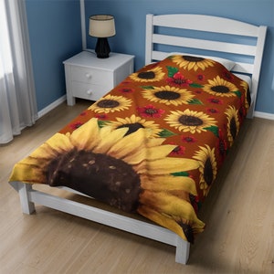 Sunflower Velveteen Plush Blanket: Cozy Throw Blanket
