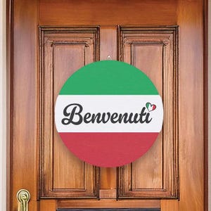 Italian Wood Sign, Italian Wall Hanging, Italian Welcome Sign, Italian Flag Wall Decor, Door Hanger, Italian Home Decor
