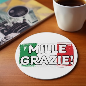 Mille Grazie italien Merci mille fois merci, drapeau italien téléchargement PNG SVG tshirt carte signe affiche autocollant sticker