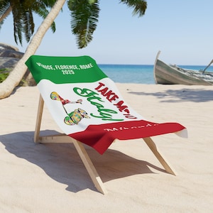 Italian Flag Beach Towel: Personalized Italy Vacation Gift