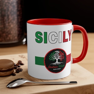 Sizilien Kaffeetasse Ciao Sizilien Kaffeetasse, italienische Flagge, sizilianisches Einweihungsgeschenk, Geschenk für Freund, Geschenk für Italiener, sizilianische Roots Cup
