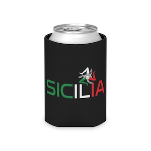 Sicilian Can Cooler, Sicily Trinacria Cosies, Italian Cozie sleeves,  Italian Flag Coolies, Italy Cozie, Gift for Sicilian, Sicily Drink