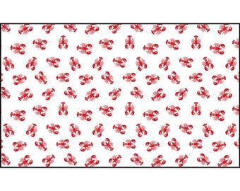 Tela con estampado de langosta, decoración costera, costura DIY, proyectos playeros, tela para acolchado, manualidades de verano