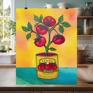 Italian Tomato Plant Print: Cento Food Art, Kitchen Wall Decor