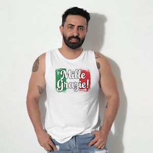 Téléchargement numérique italien, Mille Grazie Italian Merci, mille fois merci, conception de tshirt drapeau italien PNG SVG, autocollant, sticker