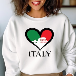 Italian Flag Heart Sweatshirt: Colosseum Unisex Crewneck
