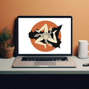 Mapa digital de Sicilia Trinacria para descargar, Círculo naranja rústico siciliano, Trinacria siciliana, Medusa de tres patas Sicilia PNG, Sicilia SVG