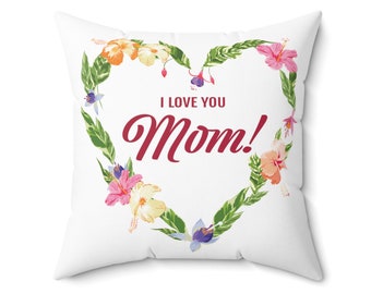 Cojín con forma de corazón floral, Te quiero mamá, Regalo para el Día de la Madre