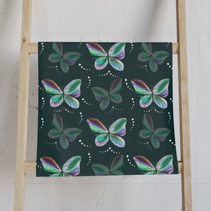Green Butterfly Hand Towel: Polyester-Cotton Bathroom Decor