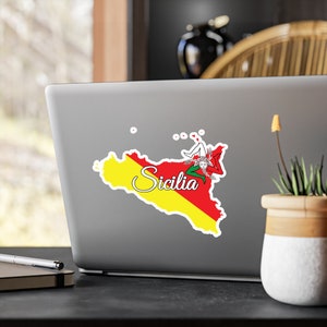 Sicilia Sticker, Italian Flag Sticker, Sicily Sticker, Sicilian Trinacria, Sicilia Kiss-Cut Vinyl Decals, Sicily decal for laptop, phone