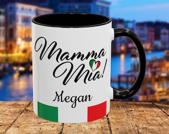 Personalisierte Mamma Mia Kaffeetasse, Geschenk der italienischen Flagge für Mama