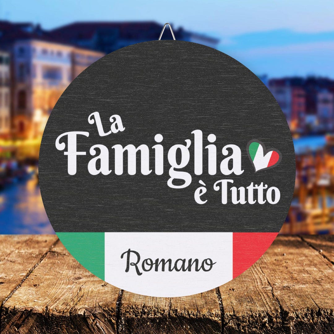 Personalized Family Wood Sign, Italian Flag Home Decor, Rustic Wall Art ...
