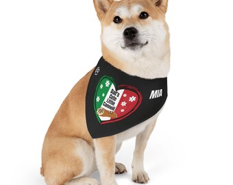 Dog Bandana Collar, Italian Flag Personalized Pet Gift, Dads Cute Cannoli, Dog Lover Accessory, Customized Pet Accessories