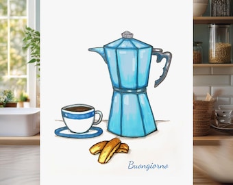 Buongiorno Italian Coffee Print: accogliente decorazione da parete per la cucina