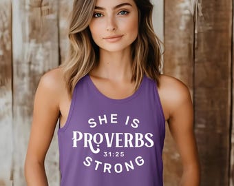Proverbs 31:25 Tank Top, Faith-Based Christian Gift