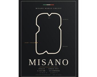 Misano Circuit Poster, Italian Race Track Map Print, Minimalist Motorsport Wall Art, Car Lover Gift, Garage Decor