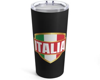 Vaso térmico de Italia, 591 ml (20 oz), de acero inoxidable, con aislamiento térmico y diseño de la bandera italiana.