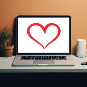 Hart SVG Instant Download rood omlijnd hart PNG, gebruik voor tshirt, kaarten, stickers, mokken, geschenken