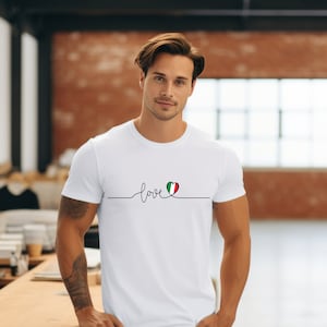 Italian Tshirt Love Italy Unisex Heavy Cotton Tee Gift for Italian, gift for her, gift for him, Italian Love Heart