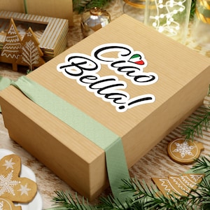 Adesivo italiano Ciao Bella, adesivo a forma di cuore con bandiera italiana, adesivi fustellati, adesivo amante italiano per laptop, borraccia, custodia per telefono italiana