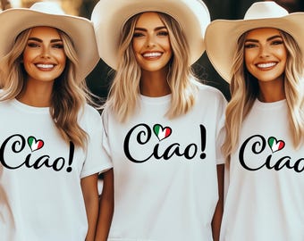 Italiaans T-shirt Ciao: T-shirt met Italiaanse vlag en hart