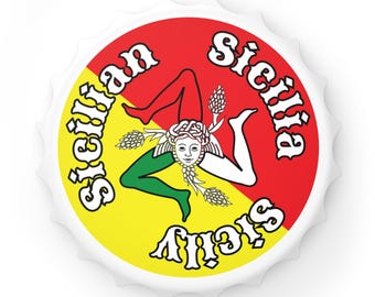 Sicilian Trinacria emblem Bottle Opener | Sicily flag colors