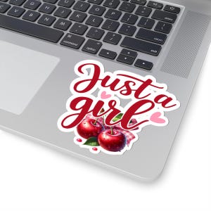 Cherry Coquette Sticker: &quot;Just a Girl&quot; Laptop Decor