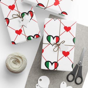 Carta da regalo italiana, carta da regalo con cuori italiani, carta da regalo con cuore con bandiera italiana per tutte le occasioni, ecologica