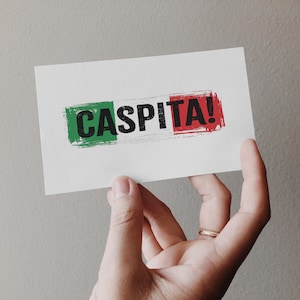 Italian Digital Download, Italian Saying, Caspita, Italian Flag, italy Download, PNG, SVG, tshirt, sticker, tumbler art