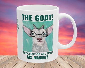 Personalized GOAT Mug | Custom Coffee Cup | Teacher, Coach, Mom, Dad, Friend, Husband, Wife, Librarian Gift | Funny Greatest Of All Time