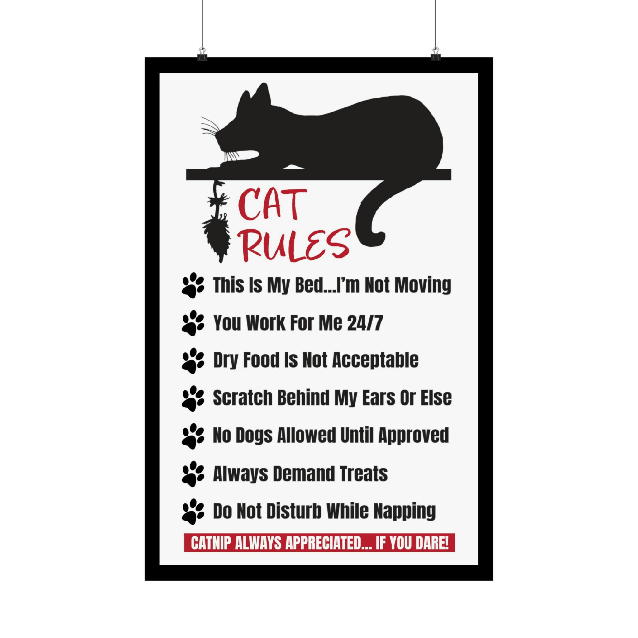 Cat Wall Art, Poster, Cat Rules Poster, Matte Vertical Posters, Gift