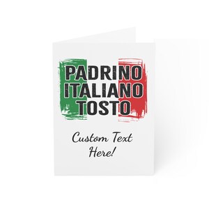 Tarjeta de felicitación del Padrino Italiano, tarjetas personalizadas de Padrino Italiano Tosto, Ciao!, perfectas para celebraciones y cumpleaños.