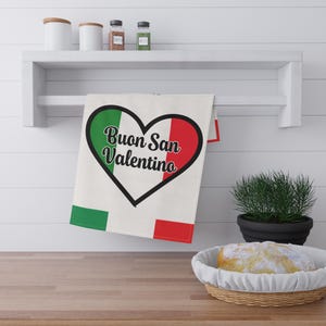 Buon San Valentino Tea Towels (cotton, poly), Italian Valentine&#39;s Day Gift, Italian Tea Towel, Italian Flag Towel, Italian Valentine Gift