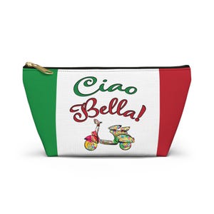 Ciao Bella Italian Flag Accessory Pouch: Personalized Travel Makeup Bag