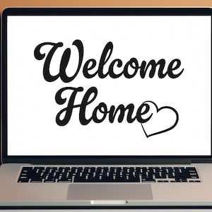 Welcome home sign, Welcome PNG, SVG, Black Outlined Heart digital download decal, sticker. new home decal