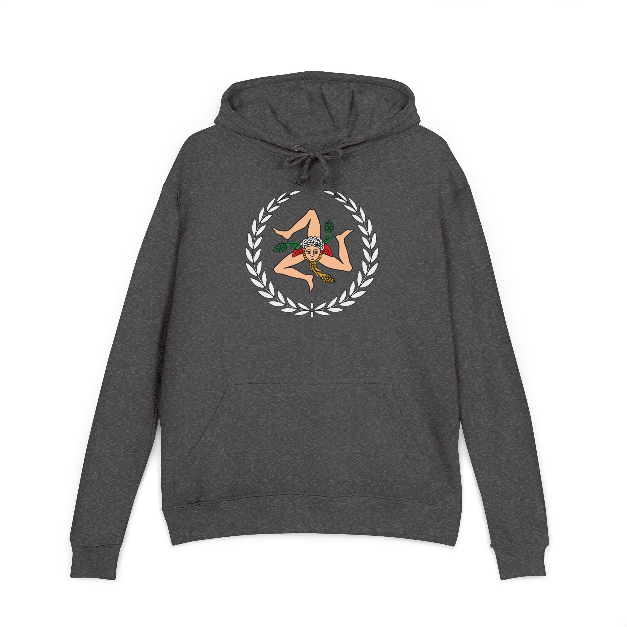 Sweat à Capuche Sicile Avec Drapeau Et Trinacria - Coupe Classique, 241 G, Parfait Pour Les Italiens Et Siciliens