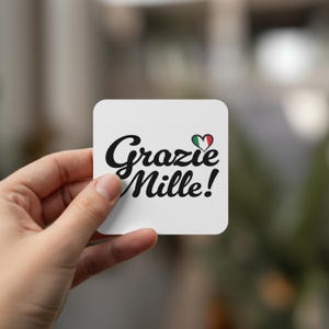 Modèle italien Merci Avery, autocollants imprimables, téléchargement numérique italien, étiquettes cadeaux Grazie Mille, autocollants italiens DIY, téléchargement PDF